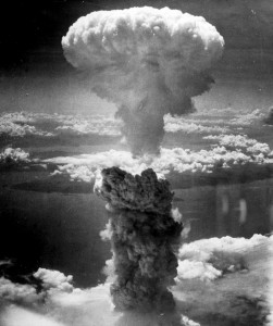 Atomic bomb dropped on Nagasaki, Japan.